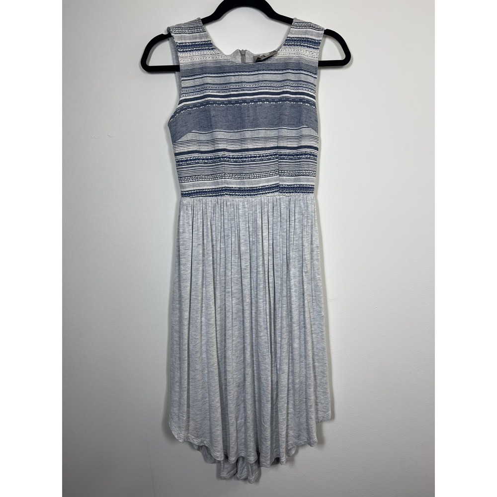 Anthropologie Dolan Left Coast Collection Dress XS Gray Blue Stripe Zip Back